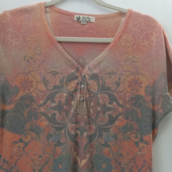 Unity World Wear Rhinestone Boho Tee - Picture 2 of 7